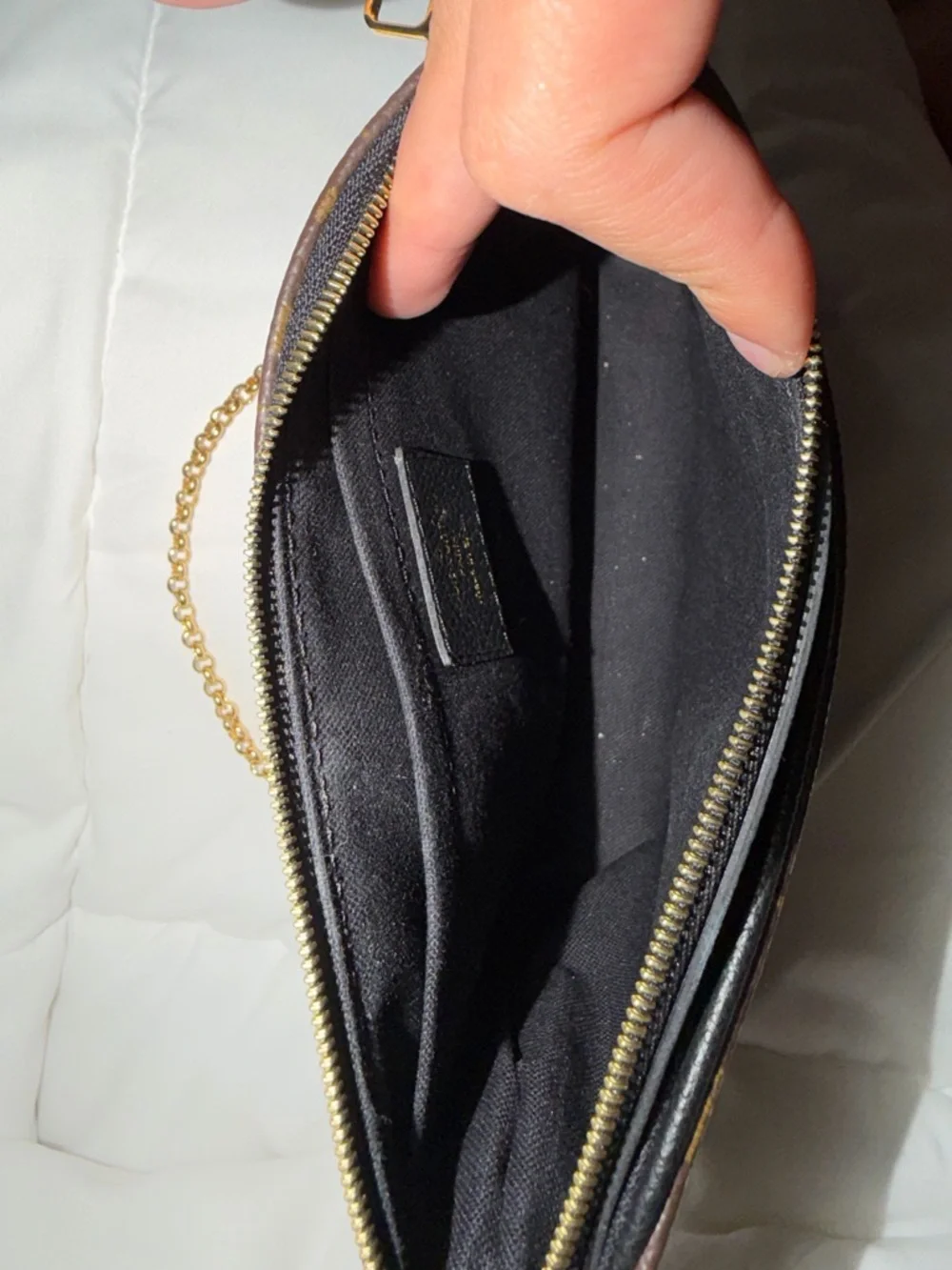 Louis Vuitton Monogram Canvas Chain Crossbody in Brown with Black Trim and Strap - Picture 7 of 8